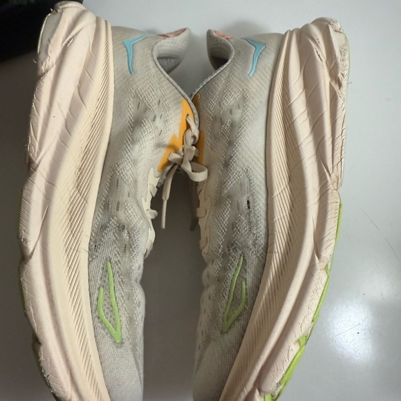 Hoka  Clifton 9 Athletic Shoes in Gray and Green - Picture 10 of 11